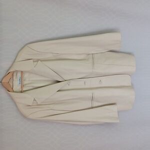 Pamela McCoy Collection 2XL Lamb Leather Smoke White Blazer ~ Mint condition